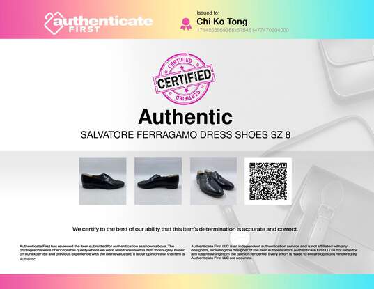 Authentic Salvatore Ferragamo Black Dress Shoe Men 8 image number 8