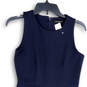 NWT Womens Blue Textured Sleeveless Round Neck Back Zip Sheath Dress Size 0 image number 3