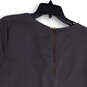Womens Gray Pleated Round Neck Short Sleeve Back Zip Blouse Top Size 14 image number 4