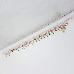 925 Silver Multi Colored Glass Fringe Style Chain Anklet 10½in alternative image
