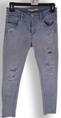 Womens Blue Distressed Straight Leg Slim Fit Coin Pocket Denim Jeans Size XS image number 4