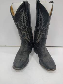 Black Tony Women's Embroidered Black Leather Western Boots Size 7.5EE