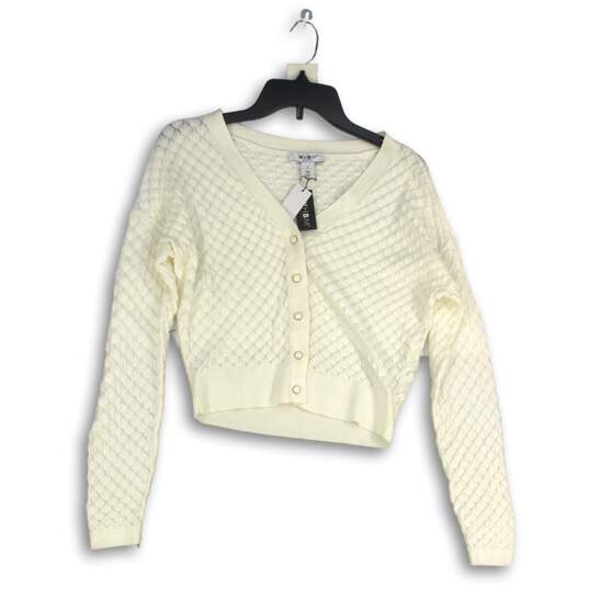 NWT White House Black Market Womens White Long Sleeve Cardigan Sweater Size S image number 1