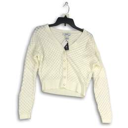 NWT White House Black Market Womens White Long Sleeve Cardigan Sweater Size S