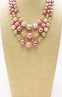 Vintage Pink & Icy Aurora Borealis Beaded Gold Tone Accent Multi Strand Necklaces 114.4g image number 3