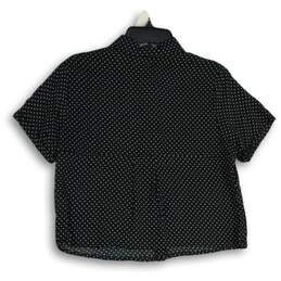 NWT Love Notes Womens Black White Polka Dot Cropped Button-Up Shirt Size M alternative image