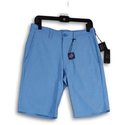 NWT Mens Blue Striped Flat Front Slash Pocket Chino Shorts Size 30