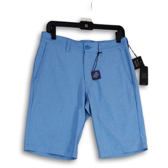 NWT Mens Blue Striped Flat Front Slash Pocket Chino Shorts Size 30 image number 1
