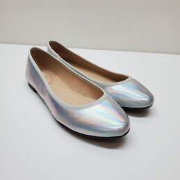 BP. Bianca Ballet Flat Silver Chrome Round Toe Slip-On Shoes Women's Size 5.5 M alternative image