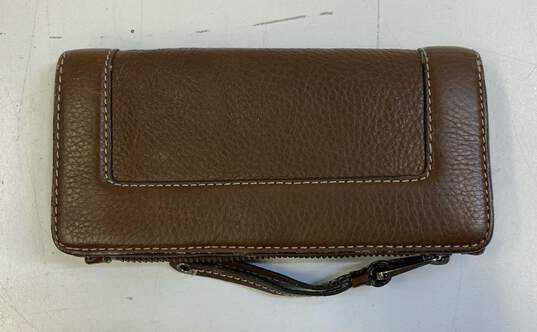 Marc By Marc Jacobs Brown Leather Pleated Zip Envelope Card Organizer Wallet image number 2