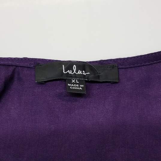 Lulus Purple Satin Long Sleeve Wrap Dress Size XL image number 3