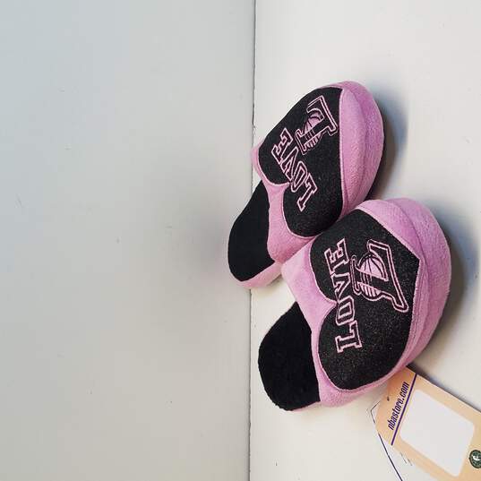Girls Youth Baltimore Ravens Pink/Black Love Glitter Slide Slippers image number 3