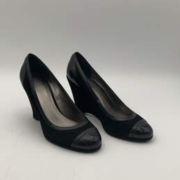 Womens Kerryann A8453 Black Leather Slip-On Wedge Pump Heels Size 10 B
