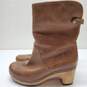 UGG  Lynnea  Boots Women's Brown Leather Lined Convertible Fold Size 7 image number 4