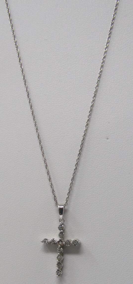Sterling Silver Diamond Cross Pendant Necklace image number 1