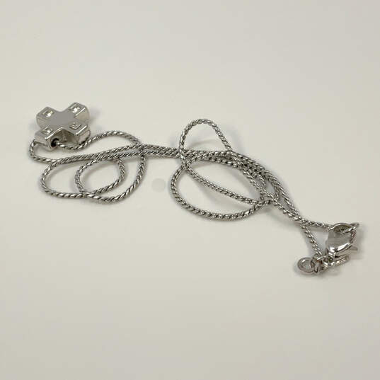 Designer Swarovski Silver-Tone Link Chain Lobster Clasp Pendant Necklace image number 2