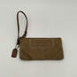 Womens Brown Suede Stitched Charm Zipper Classic Wristlet Wallet image number 1