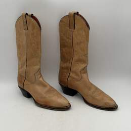 Imperial Mens Beige Leather Mid Calf Pull-On Cowboy Western Boots Size 10