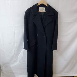 Jaeger Black Wool & Cashmere Blend Trench Coat Size 12