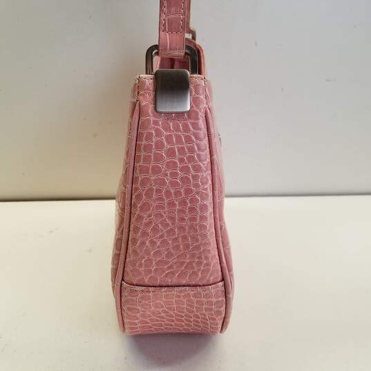 Liz Claiborne Croc Embossed Crescent Shoulder Bag Pink image number 4