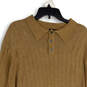 Mens Brown Knitted Long Sleeve Spread Collar Pullover Sweater Size XL image number 3