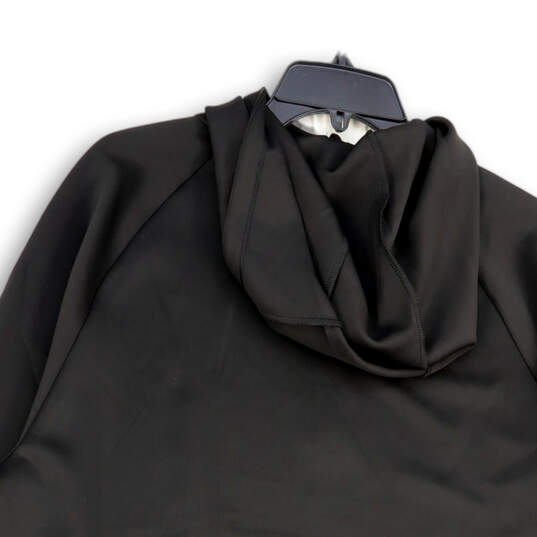 Mens Black Hooded Quarter-Zip Long Sleeve Pullover Sweatshirt Size Large image number 4
