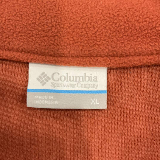 Mens Orange Mock Neck Long Sleeve Quarter Zip Fleece Jacket Size XL image number 4