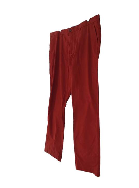 Womens Red Flat Front Straight Leg Casual Dress Pants Size 40X34 image number 5