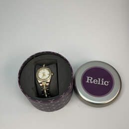Designer Relic ZR11775 Two-Tone Rhinestone Analog Wristwatch With Box