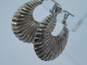 Romantic 925 Sterling Silver Oblong Hoop Earrings Marcasite Butterfly Bracelet & Moonstone Ring 22.4g image number 7