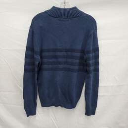 Tahari MN's 1/4 Zip Blue & Stripe 100% Cotton Pullover Size L alternative image