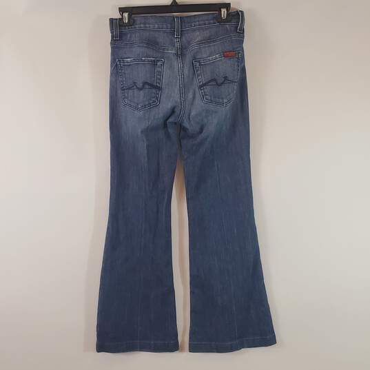 7 For All Mankind Women Flared Blue Jeans Sz 26 image number 6