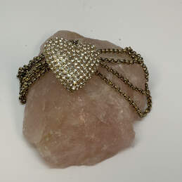 Designer J. Crew Gold-Tone Crystal Cut Stone Heart Shape Pendant Necklace
