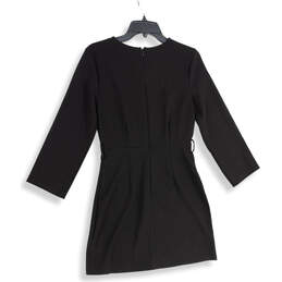 Womens Black Long Sleeve Round Neck Back Zip Sheath Dress Size Medium alternative image