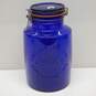 Crownford Giftware 4 Qt. Blue Flip Top Glass Jar Made in Italy 1979 image number 1