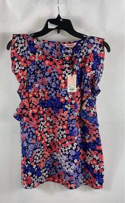 NWT Juicy Couture Womens Multicolor Floral Ruffle Sleeveless Blouse Top Size M