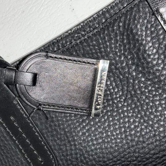 Womens Black Leather Detachable Strap Inner Pockets Charm Shoulder Bag Purse image number 6