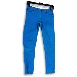 Womens Blue Denim Medium Wash Pockets Stretch Skinny Leg Jeans Size 14