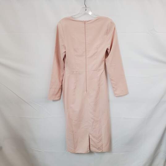 Asos Light Pink Front Tie Long Sleeved Sheath Dress WM Size 4 image number 2