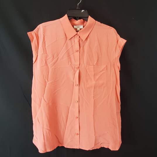 A Loves A Women Pink Button Up Top Sz S NWT image number 1