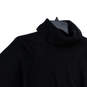 Womens Black Tight-Knit Mock Neck Pullover Poncho Sweater One Size image number 4