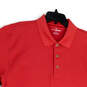 Mens Red Short Sleeve Spread Collar Button Front Golf Polo Shirt Size XL image number 3