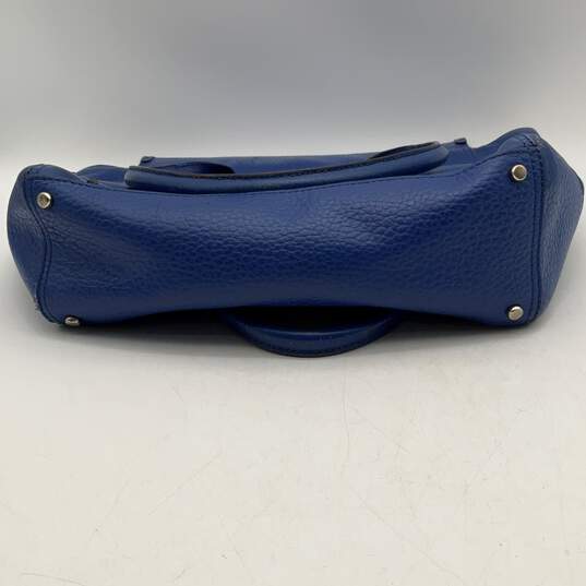 Womens Blue Leather Bottom Studded Double Handle Tote Handbag Purse image number 5