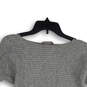Womens Gray Boat Neck Long Sleeve Knitted Pullover Sweater Size S image number 3