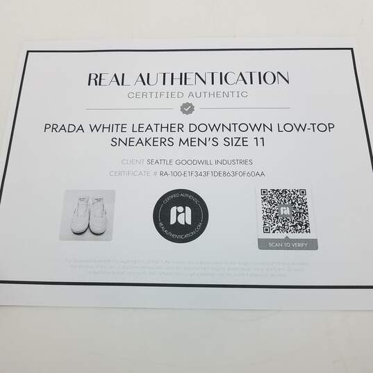 AUTHENTICATED Prada White Leather Downtown Low-Top Sneakers Mens Size 11 image number 8