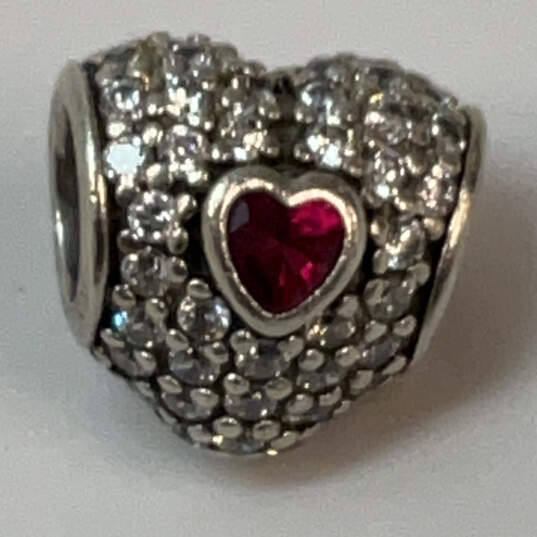 Designer Pandora S925 ALE Sterling Silver Rhinestones Heart Beaded Charm image number 1