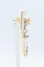 14K Yellow Gold Pearl & Faux Turquoise Earrings 6.5g image number 3