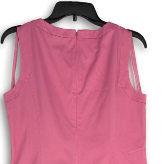 Womens Pink Sleeveless Crew Neck Back Zip Regular Fit Shift Dress Size 10 image number 4