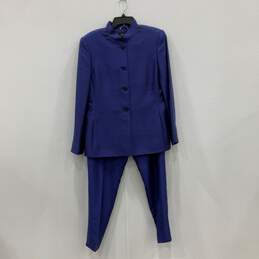 NWT Dana Buchman Womens Blue Long Sleeve Blazer & Pant 2 Piece Suit Set Size 16