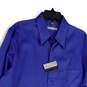NWT Mens Blue Sateen Wrinkle Free Long Sleeve Collared Dress Shirt Size L image number 3